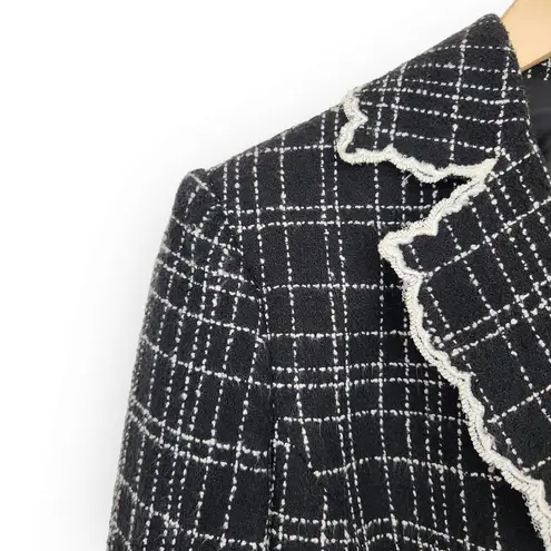 American Vintage Vintage Vision Apparel Black White Plaid Silk Two Button Blazer Suit Coat 6