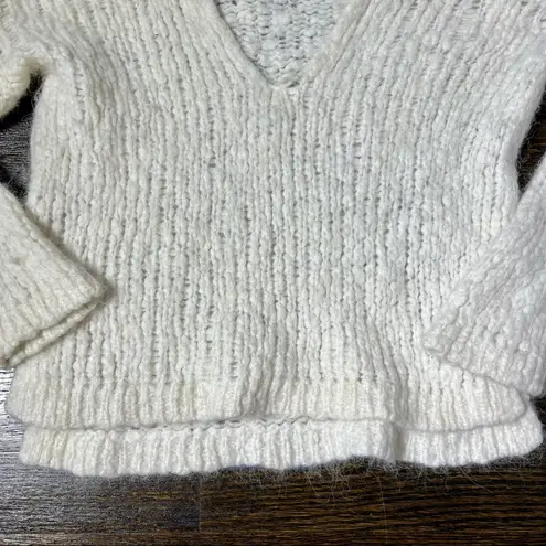 Line The Label White Baby Alpaca & Wool Blend V Neck Cropped Sweater Size XS