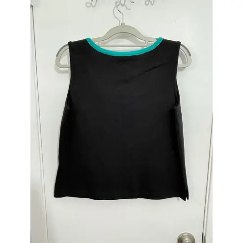 Toula Tank Top Size 8 Black Aqua Trim Wool Blend Santana Knit Preppy Twee NWOT