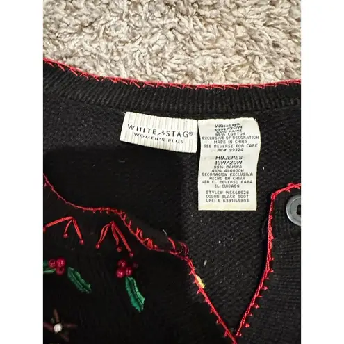 White Stag Vintage Christmas Cardinal Embroidered Cardigan Sweater Womens 18/20