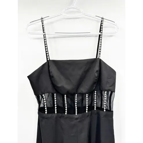 Mac Duggal 26601 Black Rhinestone Jumpsuit Mesh Corset Size 8 NEW