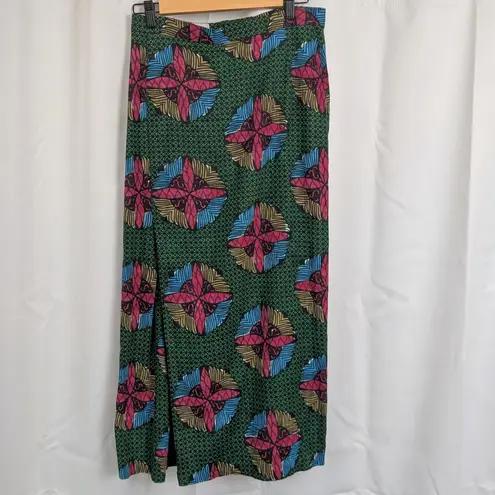 Vintage Swedish Pattern Maxi Skirt Green Size 29