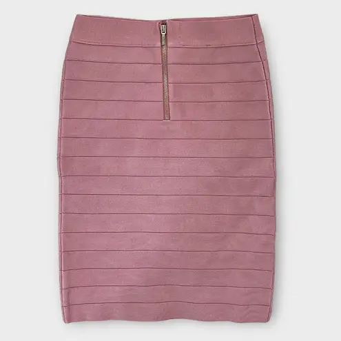 Bebe  Light Rosette Pink Women's XS Bandage Pencil Barbiecore Zip Bodycon Skirt