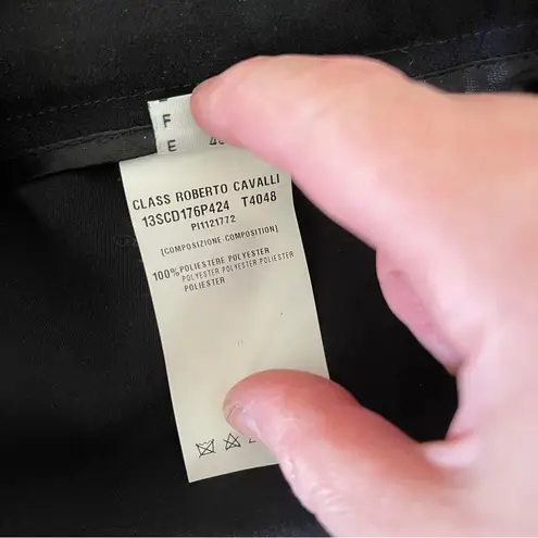 Roberto Cavalli Vintage 90s Y2k CLASS Black Pants Trousers Slacks Gold Zipper 8