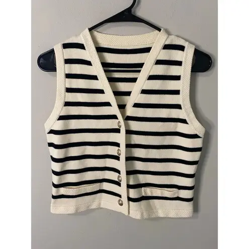 New Goelia Black and White Stripe Vest, Size US 6