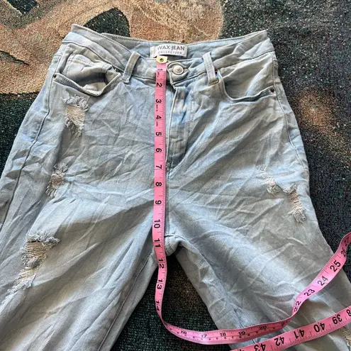 Wax Jean High Rise Mom Jeans Light Wash Distressed Denim Women’s 3/26 Y2K Grunge