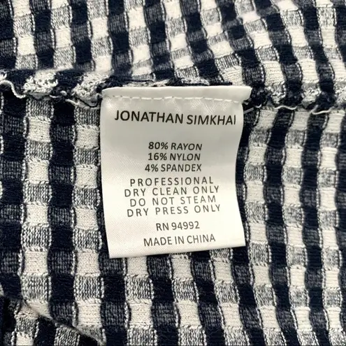 Jonathan Simkhai radial gingham fit and flare white and blue dress