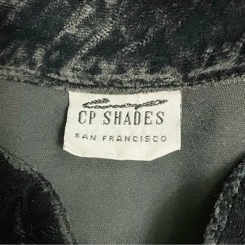 CP Shades Black Crushed Velvet Button Front Blouse Size Medium Lagenlook Top