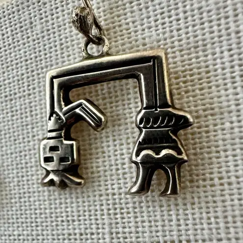 Vintage Florence Johnson Navajo Sterling Silver Rainbow man Yei Dancer Earrings