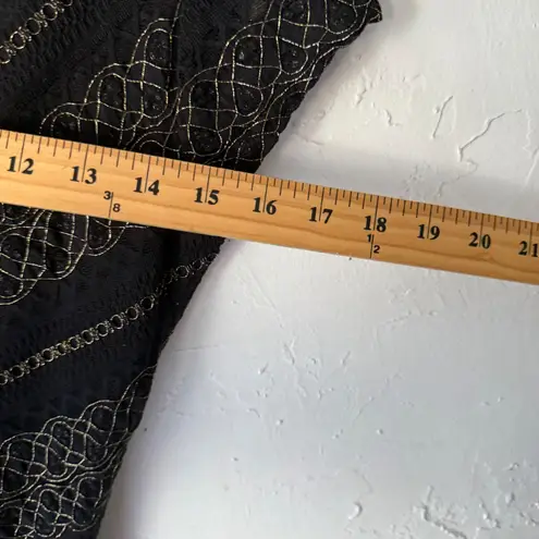 Paper Dolls Paper Doll Black Lace Gold Y2k V Neck Cap Slv Top Office Siren Going out Grunge