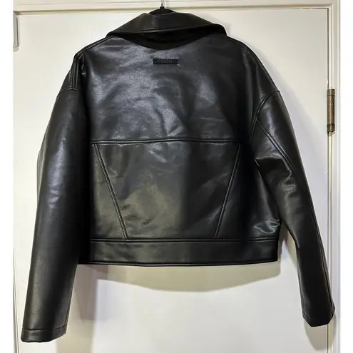 Hudson Faux Leather Black Jacket Small NWT Sample Piece Biker Jacket Moto Detail