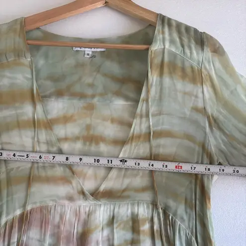 Young Fabulous and Broke Tie-Dye Boho Tiered Green Brown Mini Dress Size Small