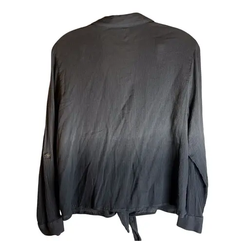 J.Jill Small Petite Ombré Button Down with Tie Waist. Arm's Roll Up. Flattering! Blue Size undefined