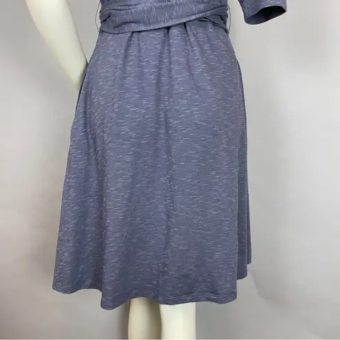 Toad & Co Dress Cue Wrap Style Organic Cotton Tencel Spandex Medium Tie Waist Purple