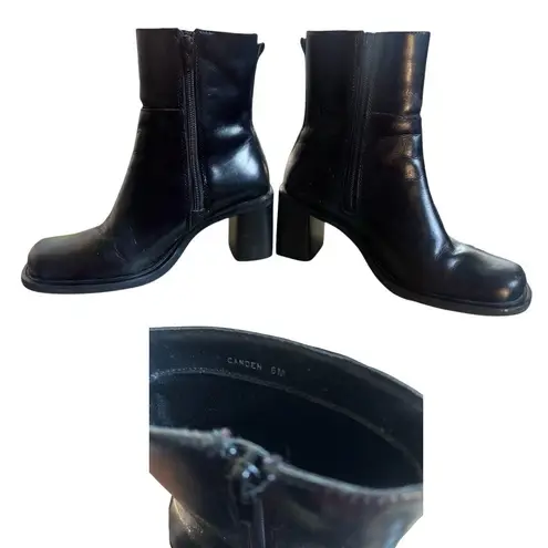 Vintage 90s Y2K Chunky Black Leather Boots Made in Brazil Size 6