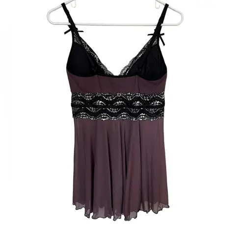 Coquette Lace Trim Babydoll Purple Slip Teddy