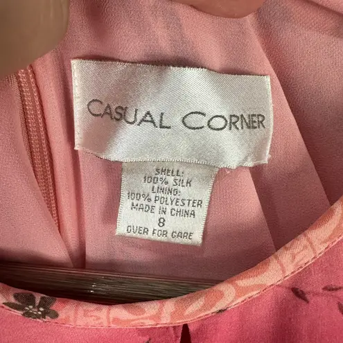 Casual Corner Dress Womens 8 Silk Pink Floral Sheath Retro 90s Fairy Romantic