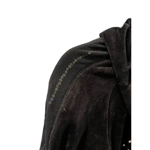 Ecko Red Vintage 90's Velvet Embroidered Rhinestone Zip Up Hoodie Size Medium Black