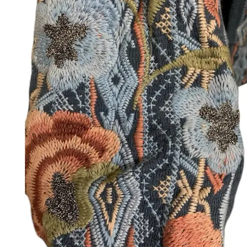 Johnny Was metallic thread Syelles Embroidered
Hoodie Jacket Indigo NWT RARE