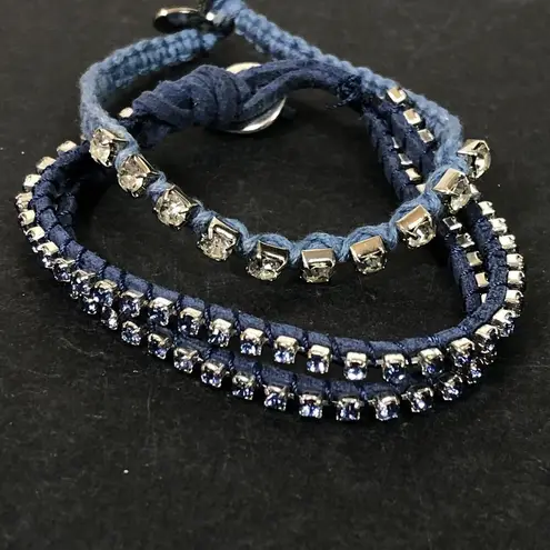 American Eagle Pair of Rope Cord Rhinestone Bracelet Blue  Outfitters AEO