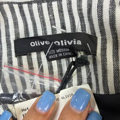 NWT Olive + Olivia Striped Linen Blend Blazer Jacket