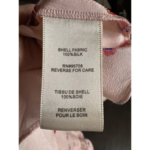 Rebecca Taylor Floral Tiered Blouse Top Roll Tab Sleeve Size M Paisley Pink