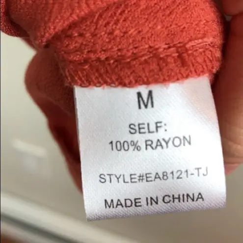 Elodie Burnt Orange Tank Top Eyelet Hem Medium M