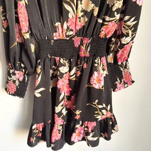 MISA Los Angeles Misa Iyana Floral Tie-Neck Smocked Waist Mini Dress XS