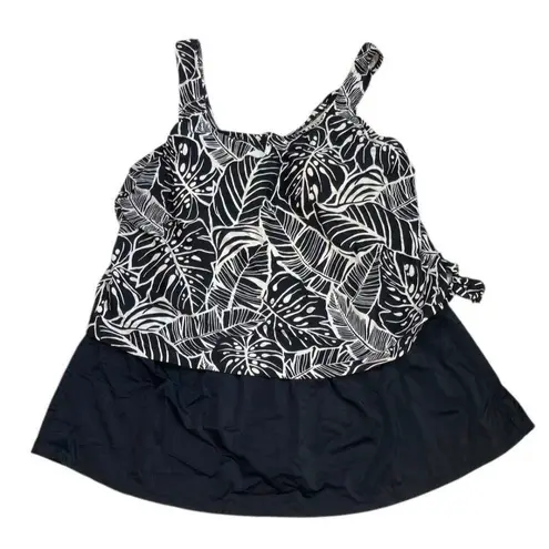 Maxine of Hollywood One Piece Swimsuit Women 24W Black White Travel Beach Resort