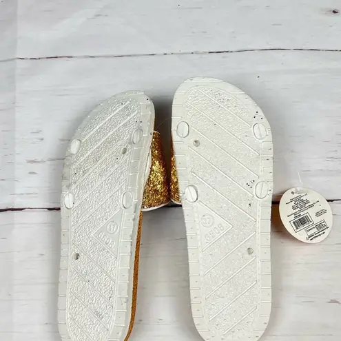 Sole Society Sole Selection Womens Golden Glitter Style Slide Sandals Sz 37