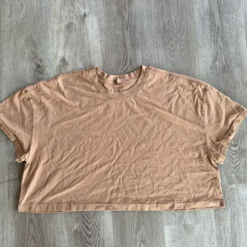 Nuuds Crop Short Sleeve Top Cropped Oversized Tan Nude Crewneck Baby XXXL Cotton Size undefined