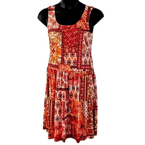 Connected Apparel Women’s Patch-Work Sleeveless Fit-&-Flare Sundress Size 8