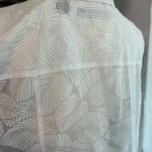 Apostrophe Woman Blouse 16W White Sleeveless Semi Sheer Embossed Floral