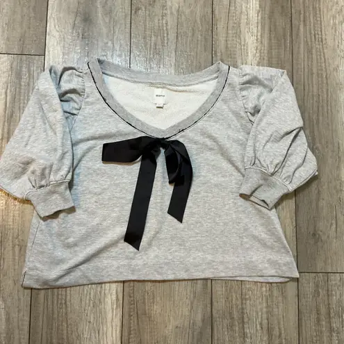 Maeve Women's Gray Pullover Sweatshirt Top with Bow Tie Blouse Size Small
