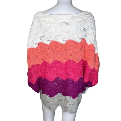 Andree by Unit Sweater Womens Small Boat Neck White Multicolor Stripe Oversized - Image 4