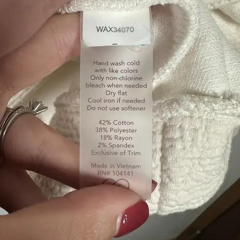 NEW Calia Womens XL 1/4 1/2 Zip Pullover Cream Textured Oversized Athleisure