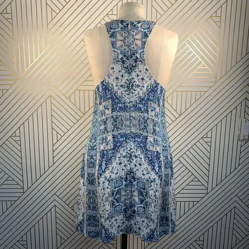 Lavender Brown  Blue Geometric Paisley Print Dress‎
