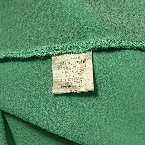 C. Luce Turquoise & Orange Ruffle Overlay Embroidered Vneck Blouse Size Small