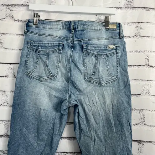 Seven7 Boyfriend Jeans Distressed Light Wash Women’s 14 Mid Rise Blue Capri Y2K