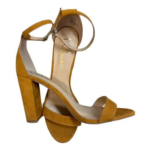 Lulus Taylor Mustard Yellow Suede Ankle Strap Heels Size 8.5 Gold