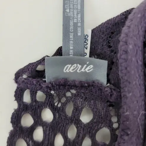 Aerie  Women's Bra XS Purple Bralette Lace Crochet Eyelet Halter Racerback