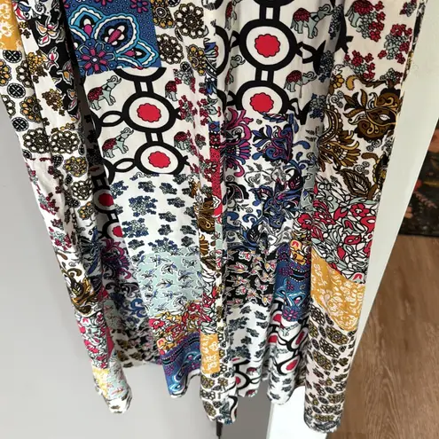 FOR THE REPUBLIC Maxi Dress Colorful Patchwork Elephants Size Medium