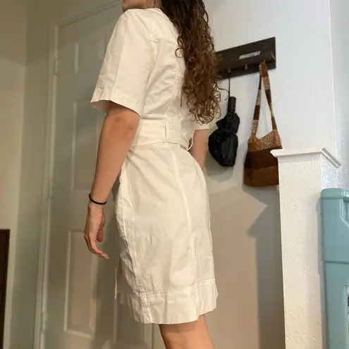 Boden Belted Button Down Twill Shift Dress Sz Small Glorious British Style White