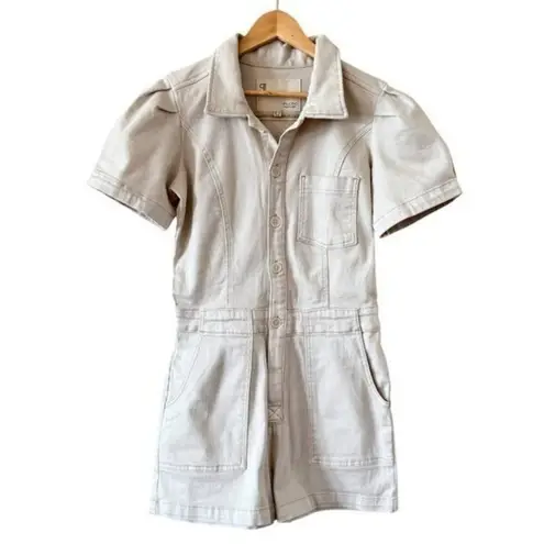 Anthropologie  Pilcro The Kit Utility Romper Neutral Cream Size 10 NEW