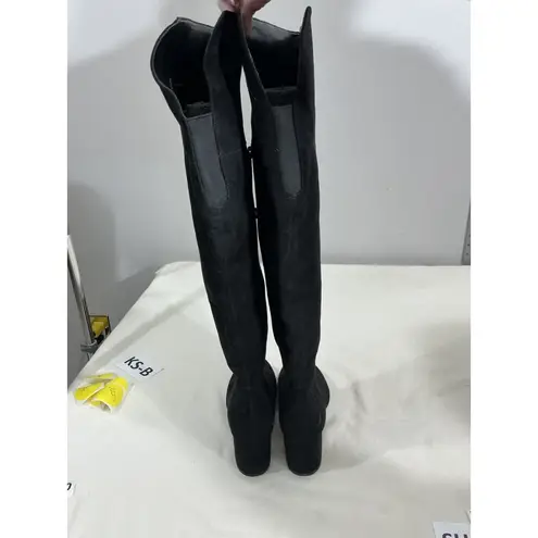 INC Womans Ronn Otk Black Faux Suede Block Heel Boots Size 6.5 M