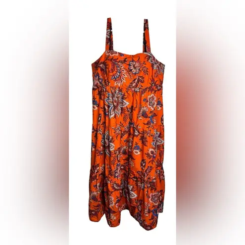 RHODE x Target Leafy Floral Print Tiered Midi Dress Orange Womens XXL