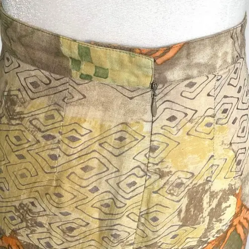 Vintage Platinum Dorothy Schoelen Skirt Abstract Brown Yellow Orange Lined Size 2