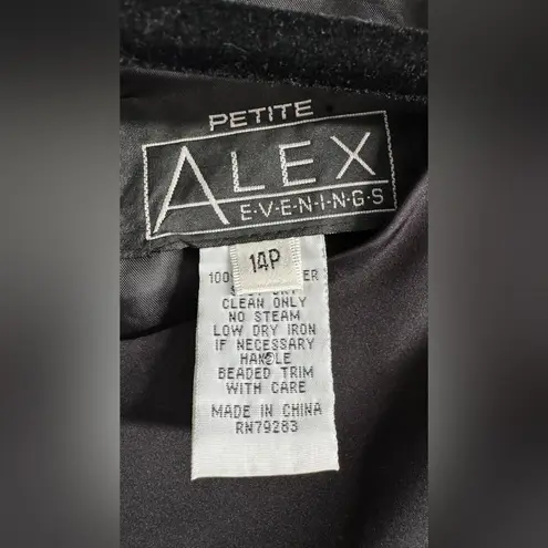 Alex Evenings Beaded Waist Taffeta Sheath DRESS SIZE 14P petite black NWT