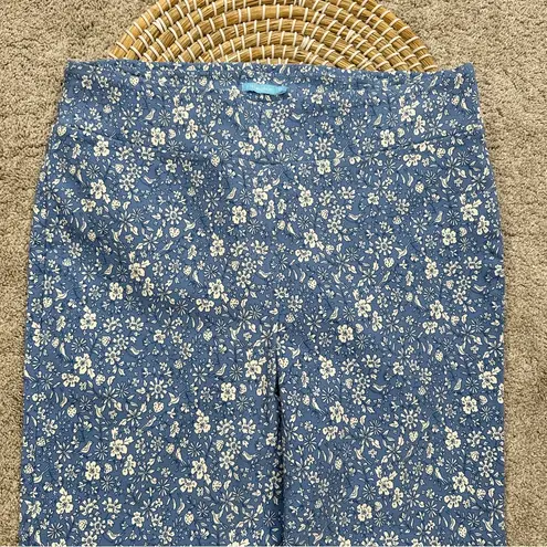 J. McLaughlin Women’s Ivy Pant Pull On Cropped Flare Coastal In Blue Floral 10