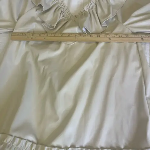 VOY Faux Leather Ruffle Dress Cream Medium